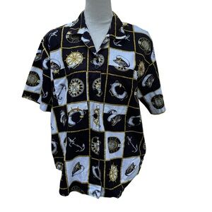 OBENNA Vintage Nautical Yacht Club Short Sleeve Cotton Made in USA Anchors